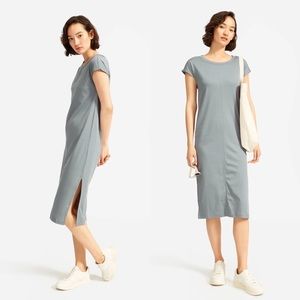 Everlane Lux Cotton Side Slit Tee Dress Faded Sage Size M